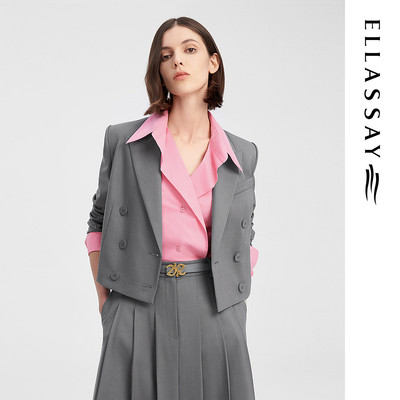 ELLASSAY歌力思秋季新款率性短款绵羊毛西装女EWW343T02800