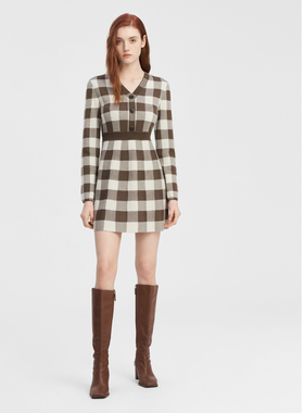 ELLASSAY歌力思秋冬新款绵羊毛简约气质长袖连衣裙女EWW343M12300