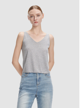 ELLASSAY歌力思夏季新款随性慵懒百搭V领针织背心女EWE355M02400