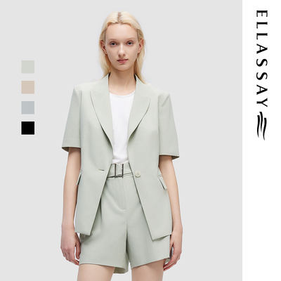 ELLASSAY歌力思夏季新款简约通勤一粒扣短袖西装女EWD352T02100