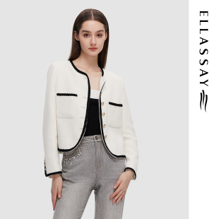 ELLASSAY歌力思春夏新款 拼色通勤小香风短外套女EWD351W00500