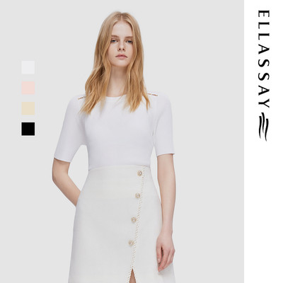 ELLASSAY歌力思春夏新款时尚百搭短袖修身针织衫女EWD352M02800