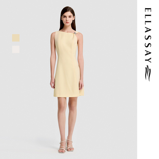 ELLASSAY歌力思2026夏季新款斜肩设计收腰连衣裙女EWB372Y03100