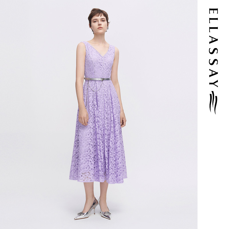 ELLASSAY歌力思春夏新款时尚优雅气质蕾丝连衣裙女EWF342Y15200