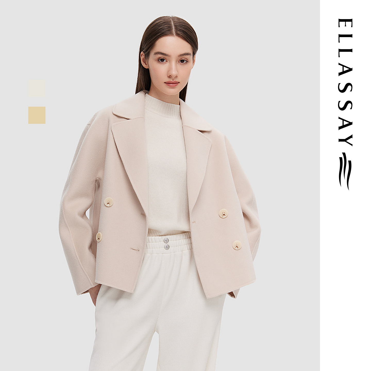 ELLASSAY歌力思秋冬新款羊毛羊绒西装毛呢外套女EWV344D00300