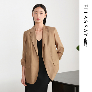 ELLASSAY歌力思夏季新款莱赛尔七分袖简约气质西装女EWE363T01800