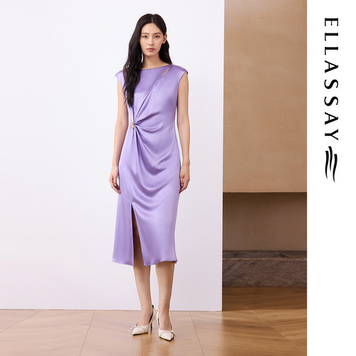 ELLASSAY歌力思2026夏季新款三醋纤典雅收腰连衣裙女EWF372Y04800