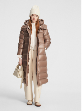 ELLASSAY歌力思冬季新款加长连帽蓬松超模羽绒服女EWW354L00800