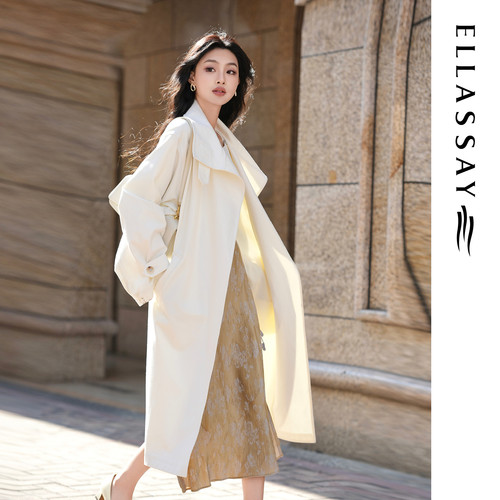 ELLASSAY歌力思春季新款极简廓形气质中长款风衣女EWE361F01000