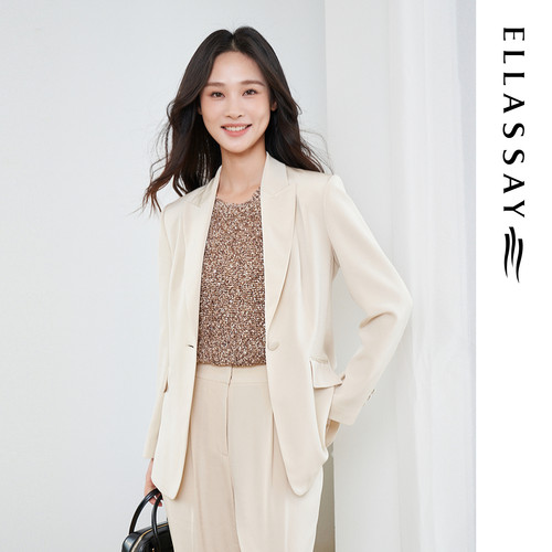 ELLASSAY歌力思秋季新款100%桑蚕丝廓形气质西装女EWF353T02700