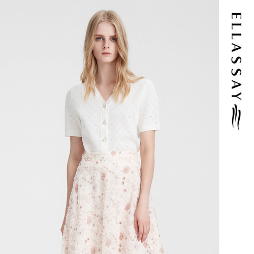 ELLASSAY歌力思夏季新款棉珍珠扣毛针织衫女EWE352M06800