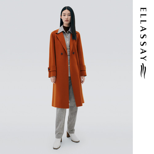 ELLASSAY歌力思秋冬新款宽松廓形中长款毛呢大衣女EWE334D02000