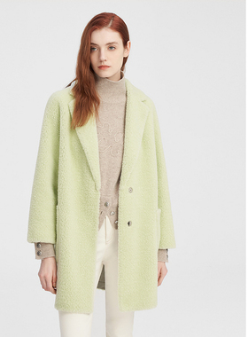 ELLASSAY歌力思秋冬新款廓形泰迪绒双面呢大衣女EWW344D02600