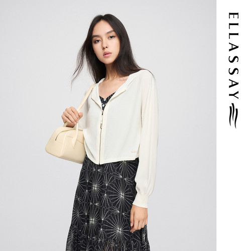 ELLASSAY歌力思夏季新款休闲百搭连帽短款针织外套女EWW362M02900