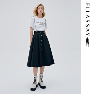 ELLASSAY歌力思秋季新款宫廷复古简约半身裙女EWW333Q01900