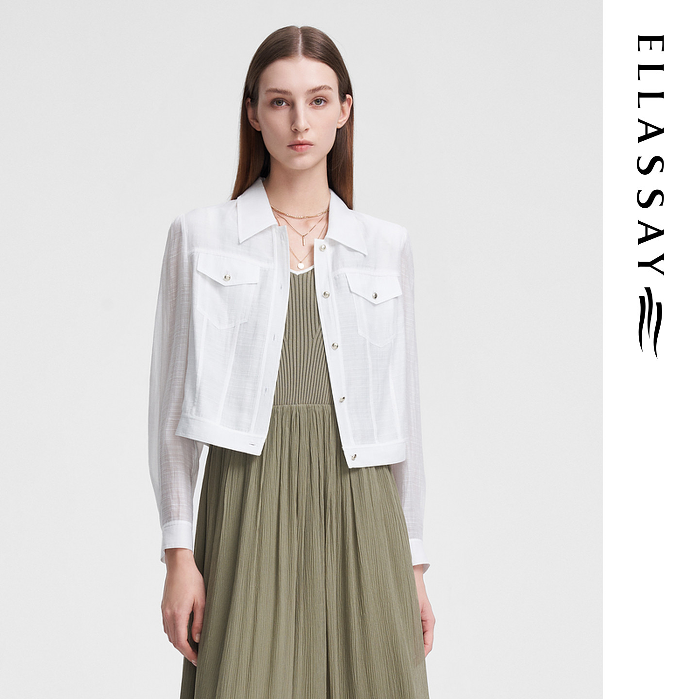 ELLASSAY歌力思夏季新款休闲时髦短款西装外套女EWW352T02300