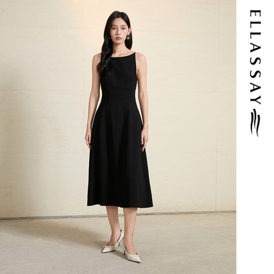 ELLASSAY歌力思2026夏季新款高级黑色无袖连衣裙女EWD365Y249DX