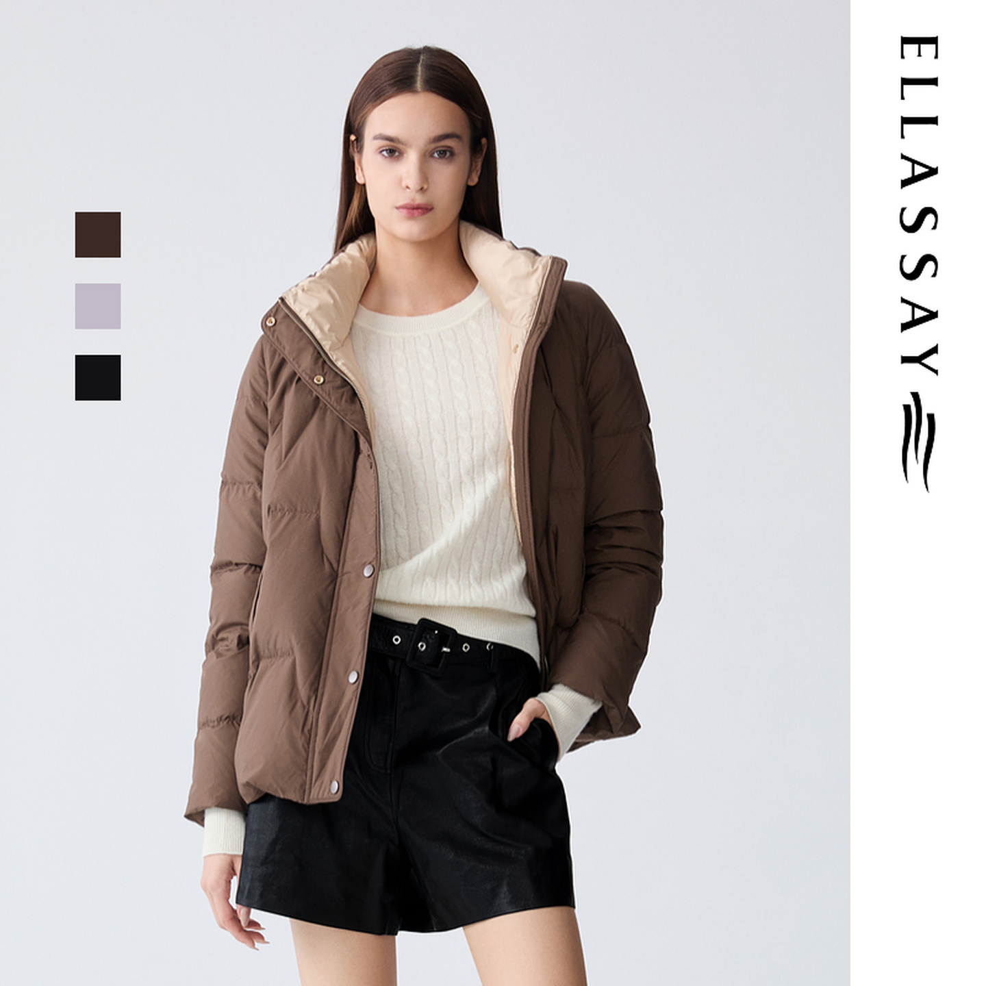 ELLASSAY歌力思2025冬季新款鹅绒立体短款羽绒服女EWD363L04200