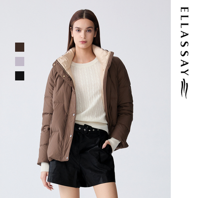 ELLASSAY歌力思冬季新款鹅绒立体短款羽绒服女EWD363L04200