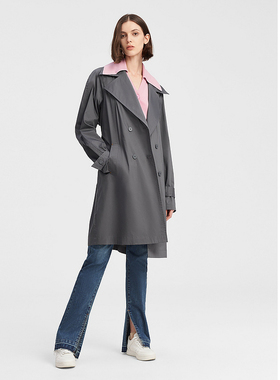 ELLASSAY歌力思秋季新款雪岩灰棉经典休闲风衣女EWW343F00600