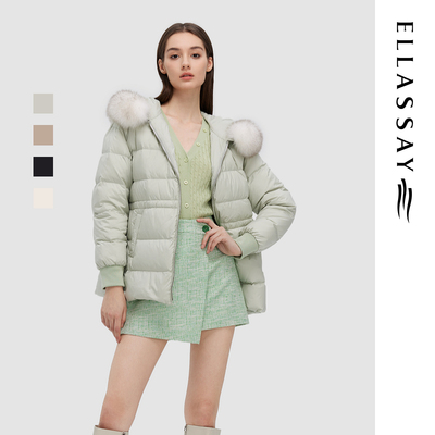 ELLASSAY歌力思秋冬新款收腰设计派克羽绒服女EWD344L04100