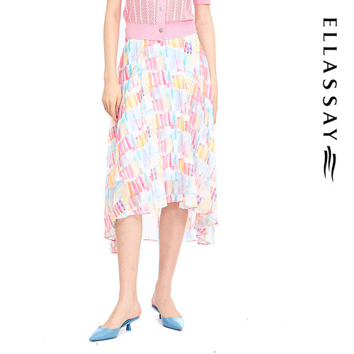 ELLASSAY歌力思夏季新款光影几何浪漫艺术半身裙女EWE332Q04400
