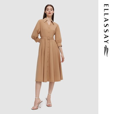 ELLASSAY歌力思2026春夏新款优雅单排扣连衬衫衣裙EWD351Y10400