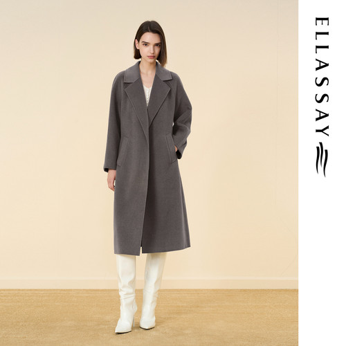 ELLASSAY歌力思2026秋冬新款绵羊毛羊绒毛呢外套女EWD374D01200