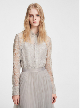 ELLASSAY歌力思春季新款温柔知性微透花朵蕾丝衬衫女EWE351C00900