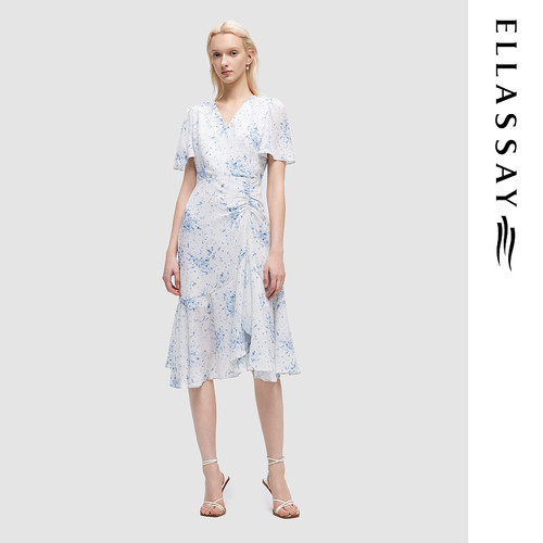 ELLASSAY歌力思2026春夏新款时尚法式收腰印花连衣裙EWD352Y13500