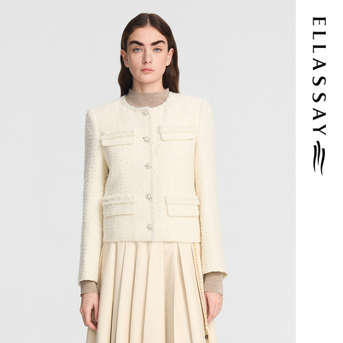 ELLASSAY歌力思秋冬新款绵羊毛贵气优雅羽绒服EWE353L03000