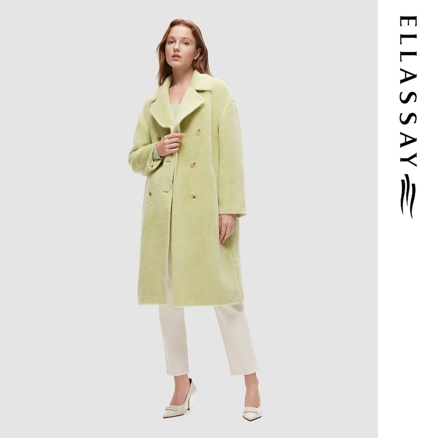 ELLASSAY歌力思2025秋冬新款典雅中长款毛呢大衣女EWD361D00100