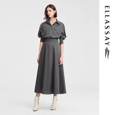 ELLASSAY歌力思秋季新款酷飒率性工装感衬衫连衣裙女EWW343Y00100