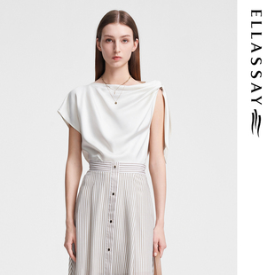 ELLASSAY歌力思夏季新款桑蚕丝优雅气质不规则衬衫女EWW352C01700