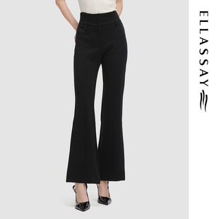 ELLASSAY歌力思夏季新款莫代尔高腰微喇休闲裤女EWV352K00400