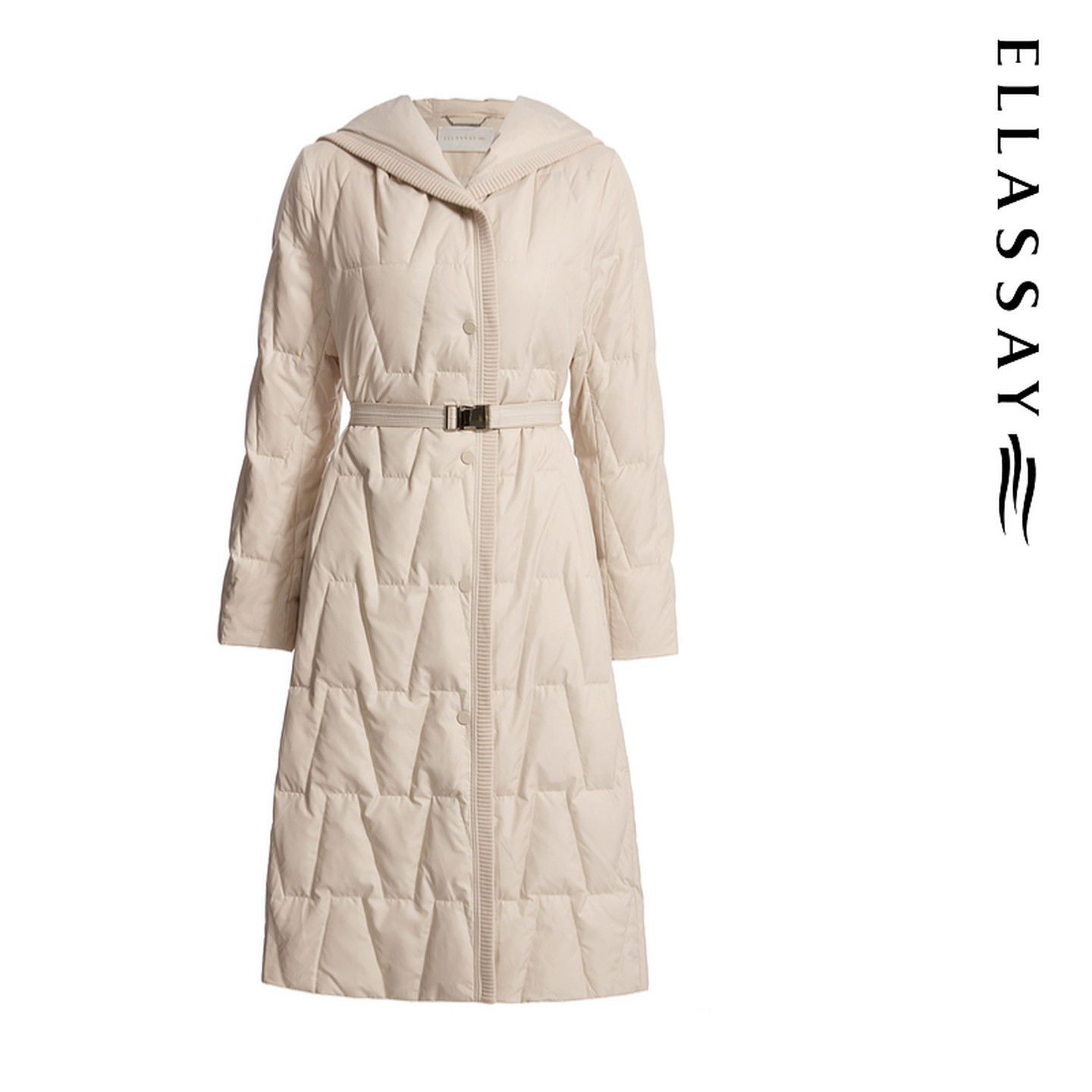 ELLASSAY歌力思冬季新款鹅绒V字绗缝羽绒服女EWD363L03000