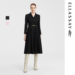 ELLASSAY歌力思秋冬新款 连衣裙女EWF344Y08600 绵羊毛复古优雅西装