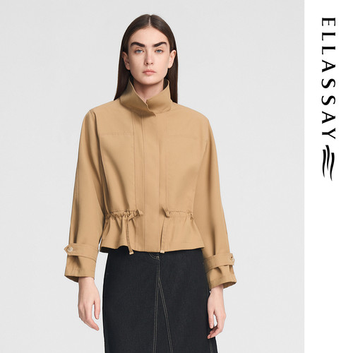 ELLASSAY歌力思秋季新款绵羊毛抽绳短款风衣女EWE353F02700
