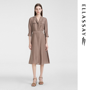 ELLASSAY歌力思夏季新款天丝通勤风衣式连衣裙女EWE352Y08100