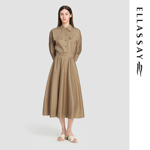 棉简约翻领衬衫 连衣裙女EWD371Y01400 新款 ELLASSAY歌力思2026春季