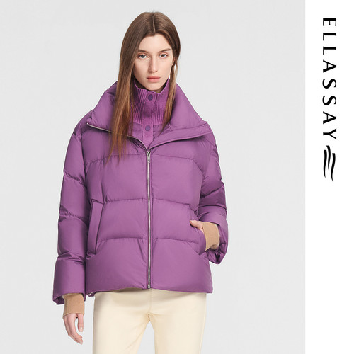 ELLASSAY歌力思冬季新款针织高领休闲短款羽绒服女EWE354L01100