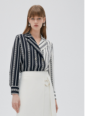 ELLASSAY歌力思秋季新款撞色拼接高级感衬衫女EWF333C02400