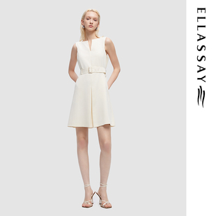 ELLASSAY歌力思2026春夏新款 连衣裙EWD351Y14100 小V领收腰无袖