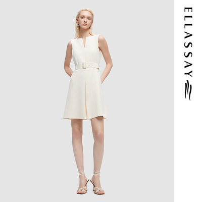 ELLASSAY歌力思2026春夏新款小V领收腰无袖连衣裙EWD351Y14100