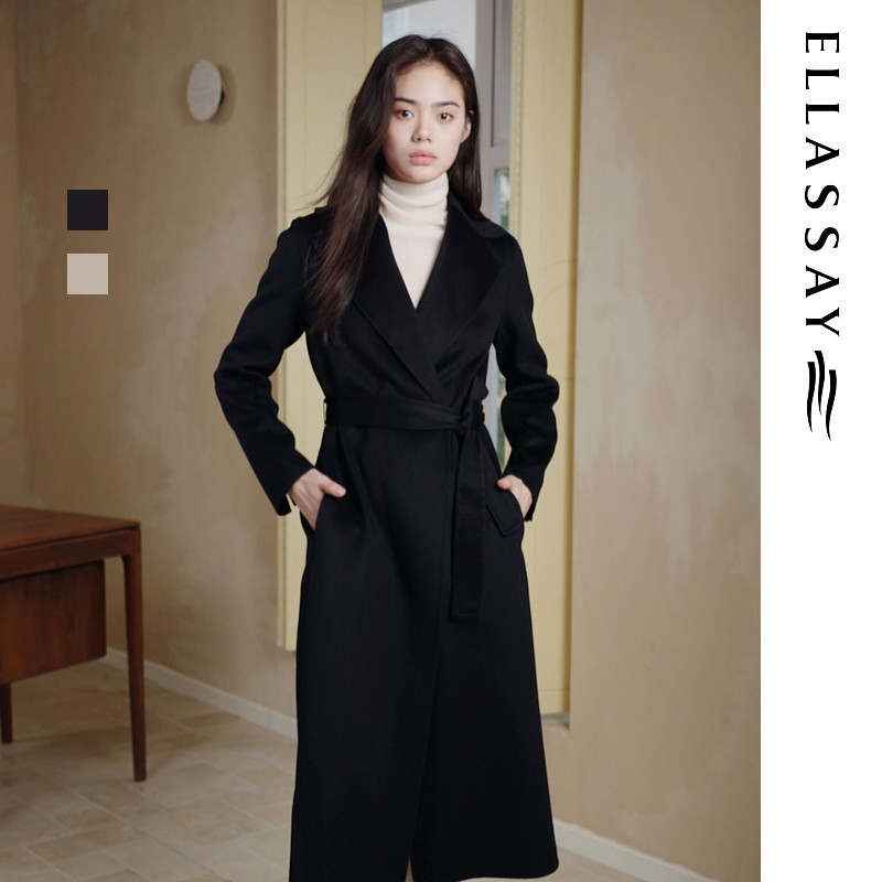ELLASSAY歌力思秋冬新款山羊绒优雅端庄毛呢外套女EWD356D00200