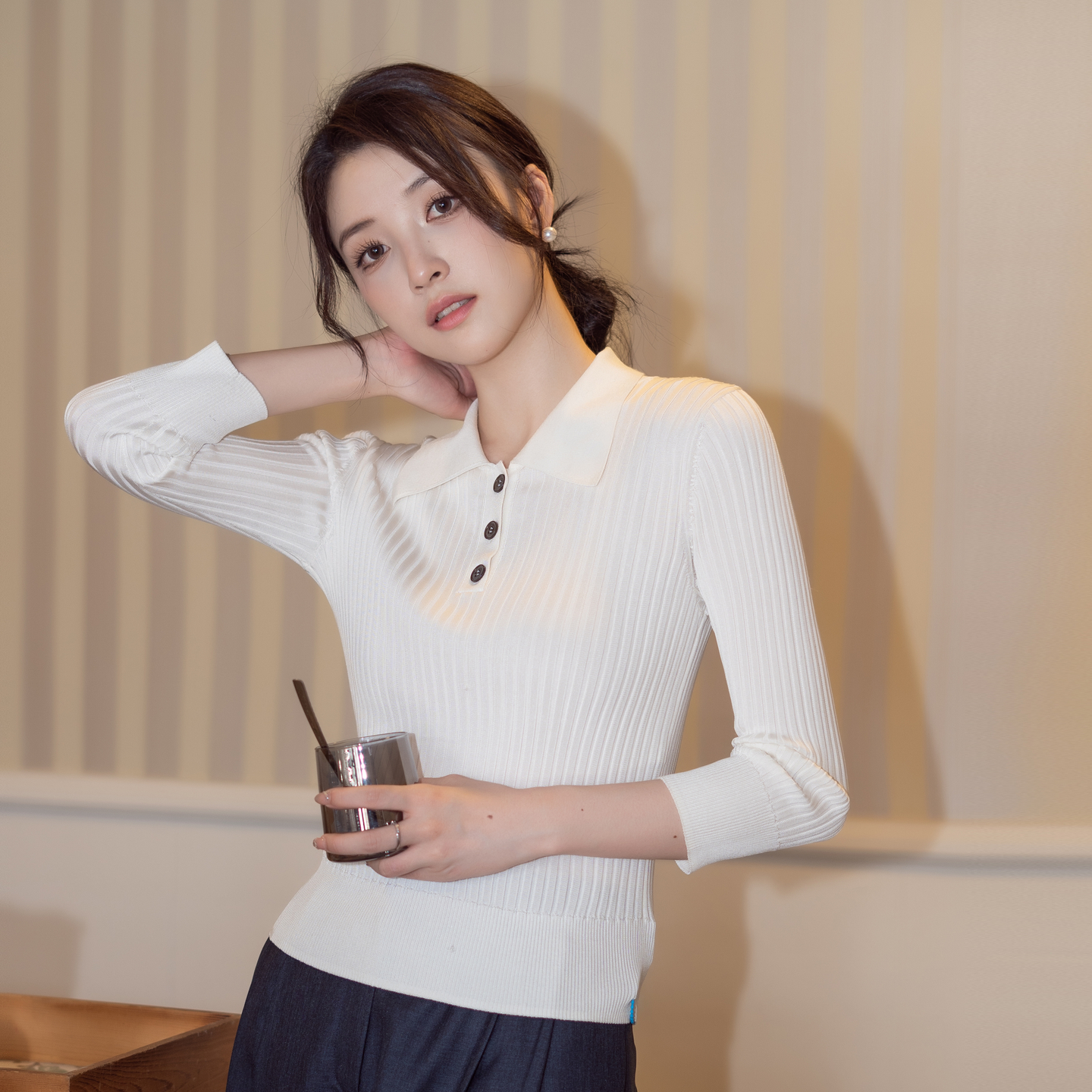 ELLASSAY歌力思秋冬新款100%桑蚕丝简约套头针织衫女EWE343M02200