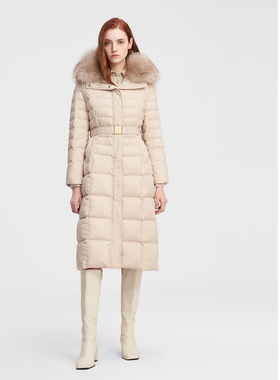 ELLASSAY歌力思冬季新款鹅绒简约连帽长款羽绒服女EWE344L00100