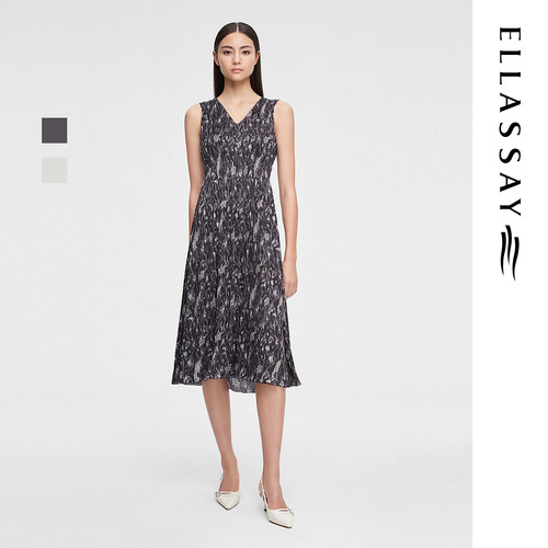 ELLASSAY歌力思夏季新款法式慵懒轻薄无袖连衣裙女EWE352Y12100