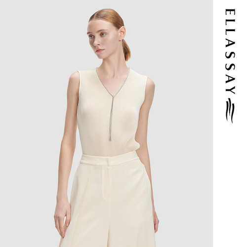 ELLASSAY歌力思2026夏季新款压褶肌理舒适修身背心女EWD362B00400