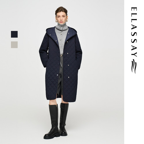 ELLASSAY歌力思2026冬季新款星空蓝气质长款羽绒服女EWD364L01200